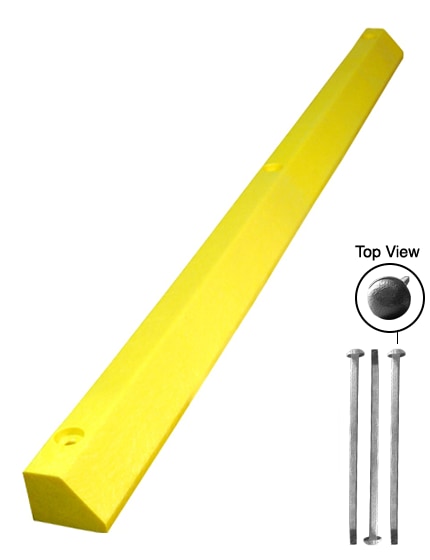 8ft Truck Recycled Plastic Parking Stop with Steel Spike Hardware, Yellow -  TS8-SY