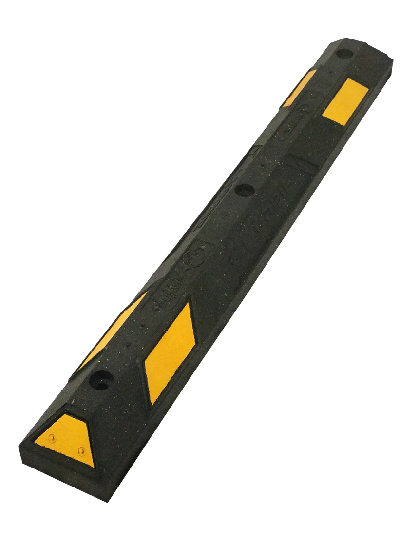 4\u0027 Black \u0026 Yellow Recycled Rubber Parking Block w/ Three (3) 12\" Spikes