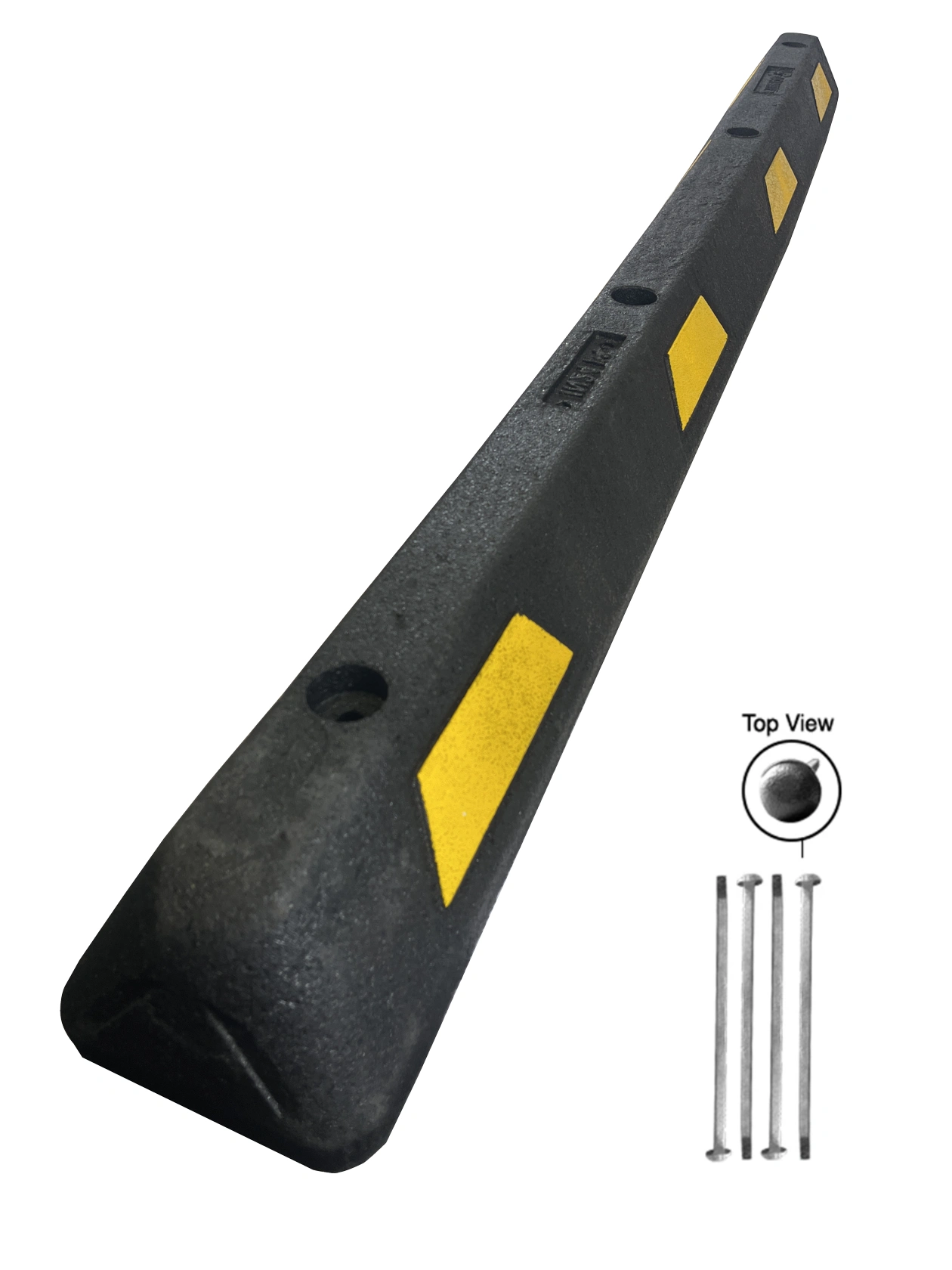 6\u0027 Black \u0026 Yellow Plasticade Recycled Rubber Parking Block with 12\" Steel Spikes