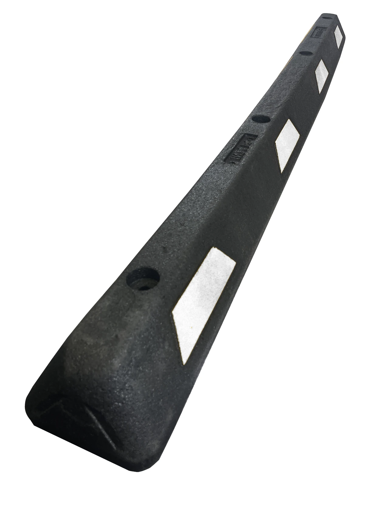 6\u0027 Black \u0026 White Plasticade Recycled Rubber Parking Block with No Mounting Hardware