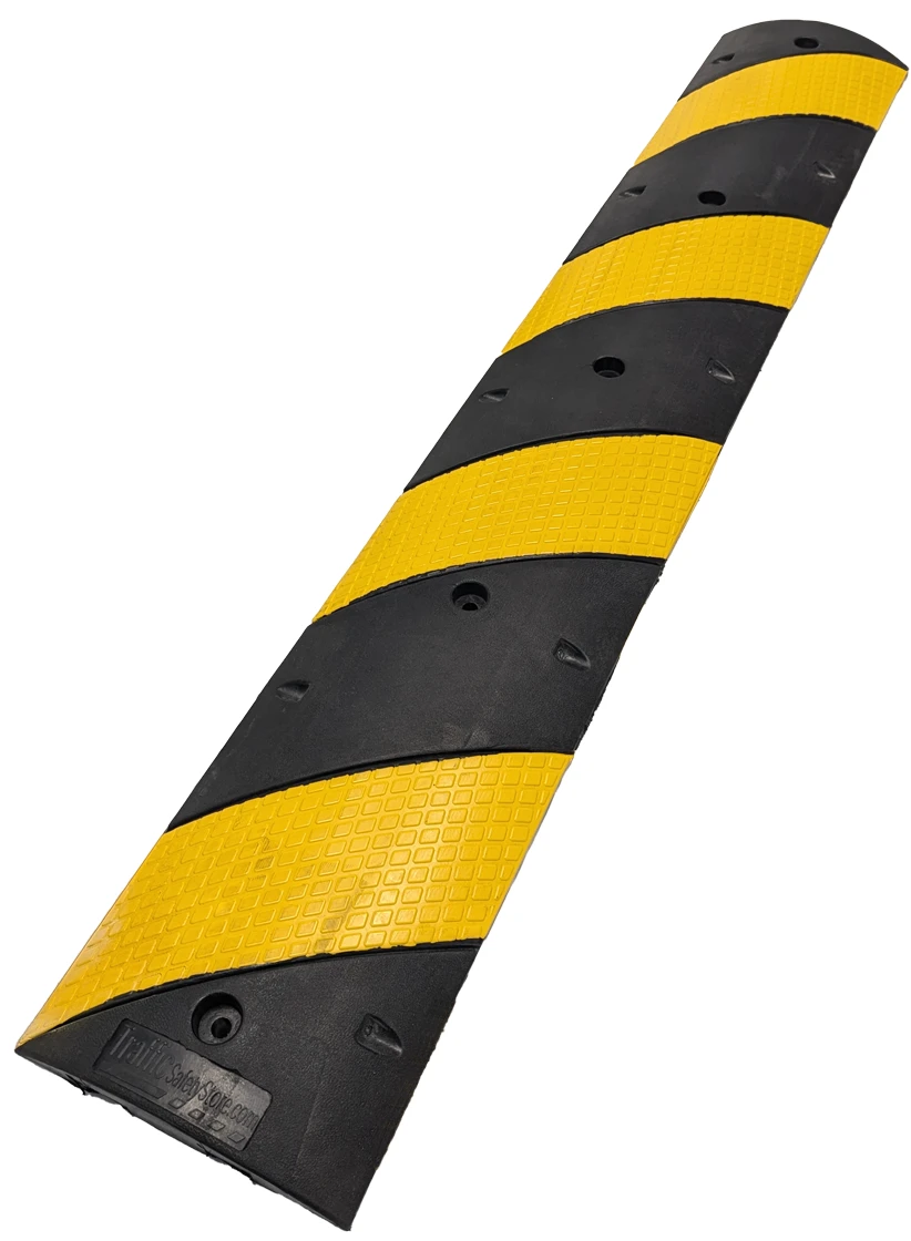 6\u0027 Black \u0026 Yellow Rubber Speed Bump with No Mounting Hardware