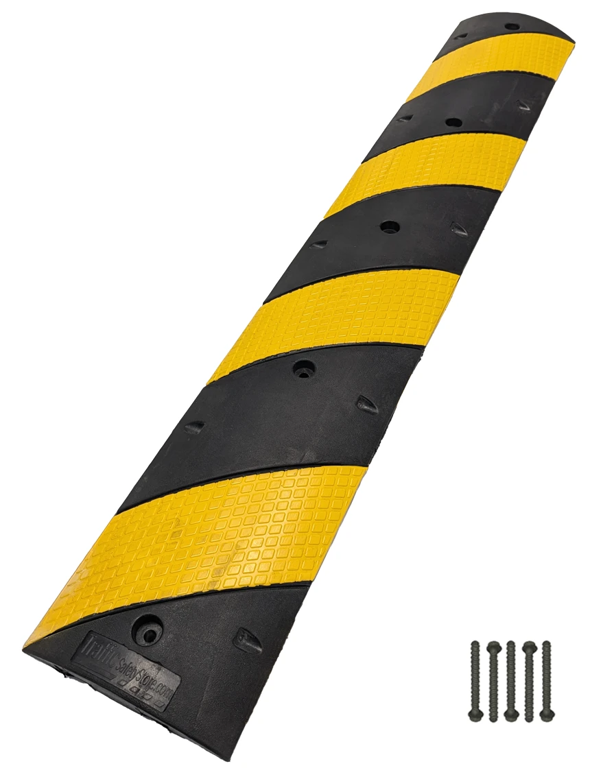 6\u0027 Black \u0026 Yellow Rubber Speed Bump with Five (5) Red-Head LDT fasteners