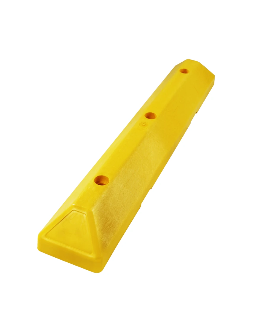 3\u0027 Yellow Recycled Plastic Commercial Parking Block w/ 18\" Galvanized Steel Spikes