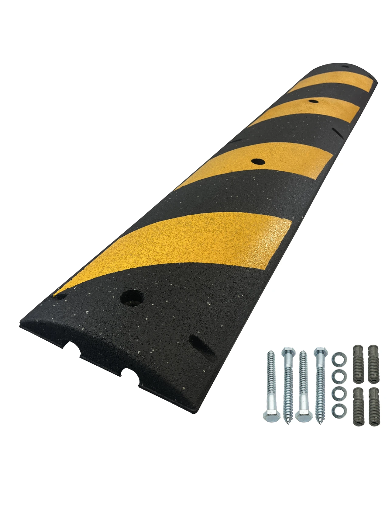 6\u0027 GUMA Standard Duty Rubber Speed Bump with Five (5) 5\" Lag Bolts \u0026 Anchors