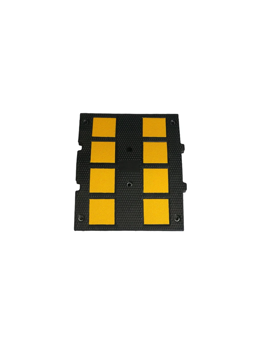 Mini Recycled Rubber Speed Hump Section, 24\"L x 20\"W x 2\"T w/14\" Galvanized Rebar Spikes