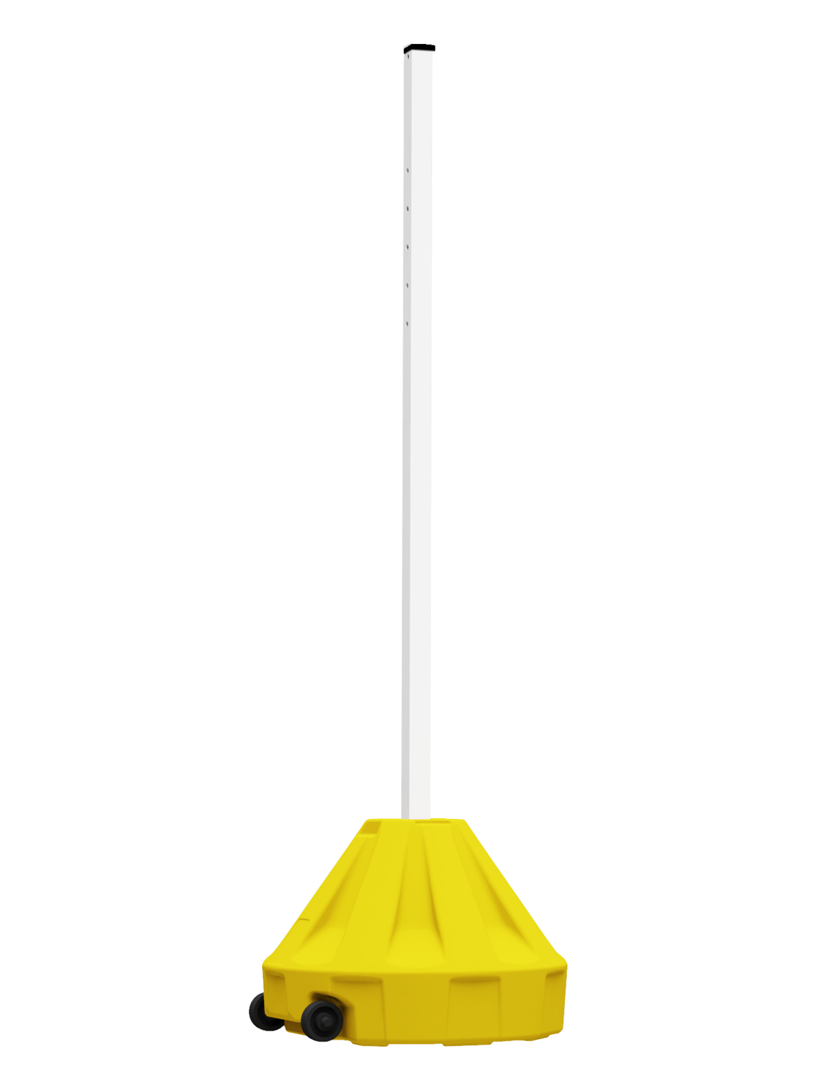 Roll-A-Post Portable Sign Post, 24\" Yellow Base w/ 72\" Tall White Post