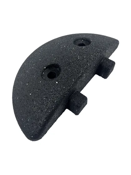 6\" Rounded End Cap For Plasticade Standard Duty Rubber Speed Bump w/ Two (2) 18\" Heavy Duty Galvanized Steel Spikes