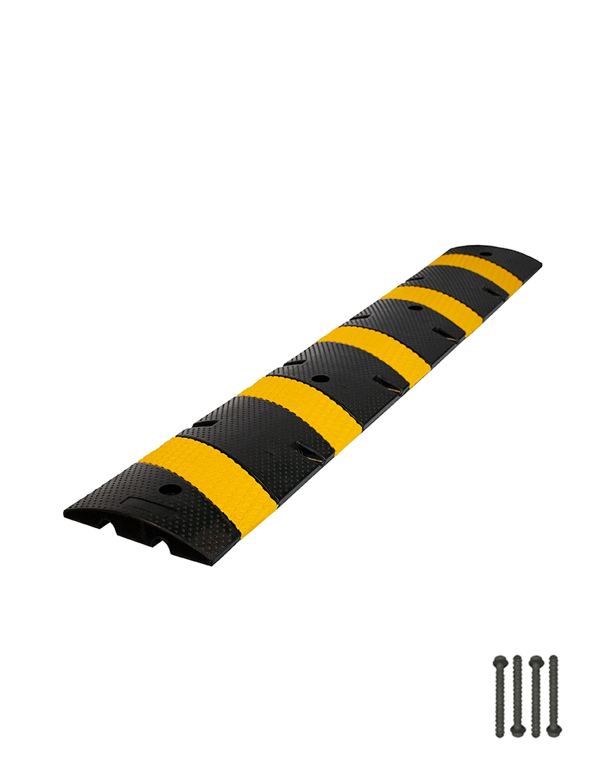 6\u0027 Economy Black \u0026 Yellow Rubber Speed Bump with Four (4) Red-Head LDT fasteners