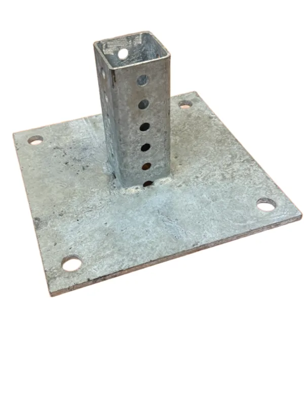 10\" x 10\" Galvanized Steel Sign Mounting Base for 2\" Square Sign Posts (No Hardware)