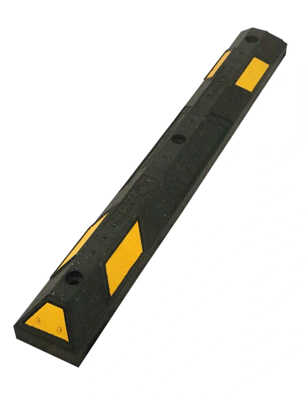 4\u0027 Black \u0026 Yellow Recycled Rubber Parking Block w/ Three 5\" Concrete Bolts