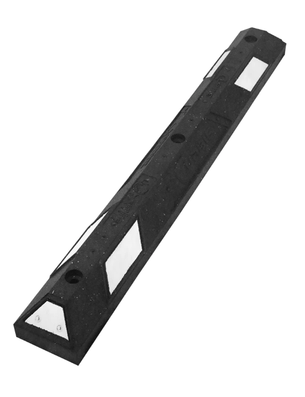 4\u0027 Black \u0026 White Recycled Rubber Parking Block w/ Three 14\" Rebar Spikes