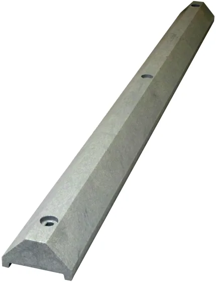 6\u0027, 4\" Tall, \u0027Industrial\u0027 Gray Recycled Plastic Parking Block w/8\" Lag Bolts \u0026 Anchors
