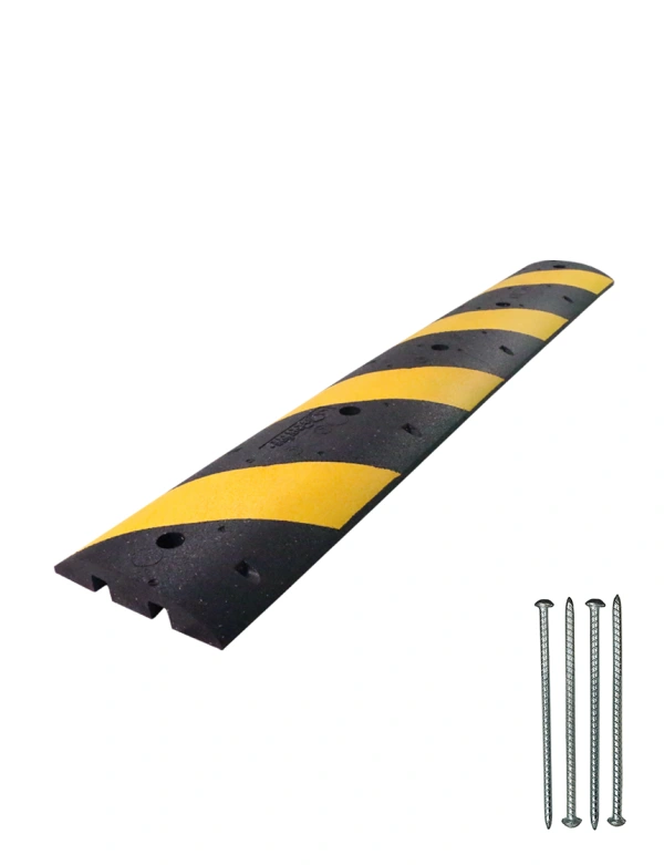 6\u0027 Clearline® Heavy Duty Rubber Speed Bump with Five (5) 14\" Galvanized Rebar Spikes
