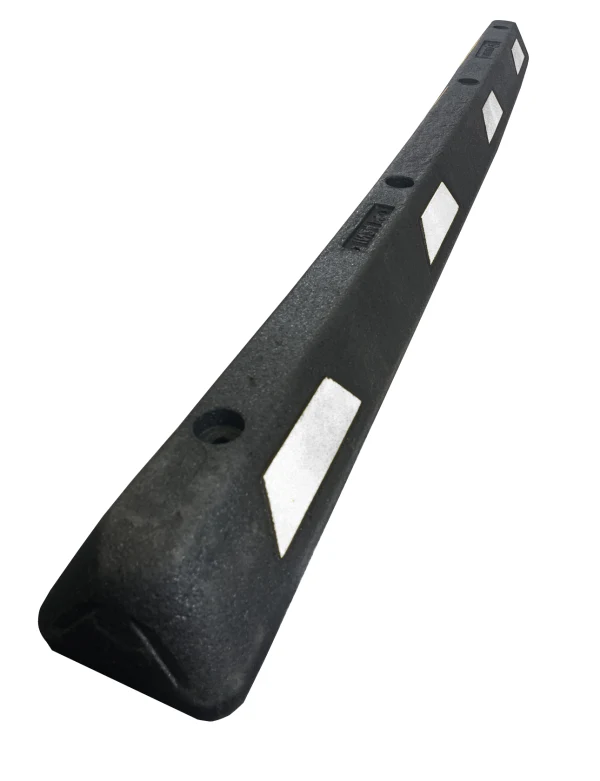 6\u0027 Black \u0026 White Plasticade Recycled Rubber Parking Block with No Mounting Hardware
