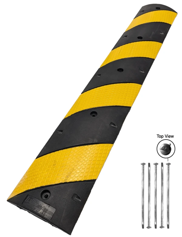 6\u0027 Rubber Speed Bump with Five (5) 18\" Heavy Duty Galvanized Spikes