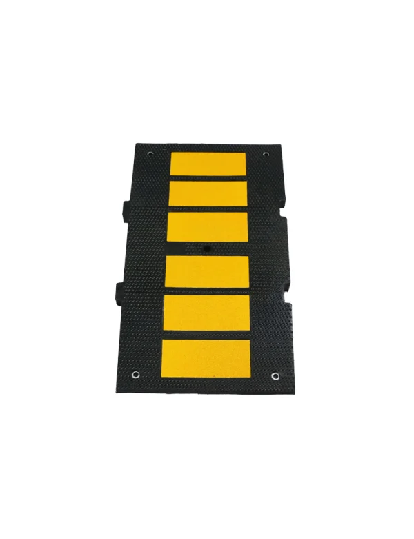 Economy Recycled Rubber Speed Hump Section, 36\"L x 20\"W x 2\"T w/14\" Galvanized Rebar Spikes