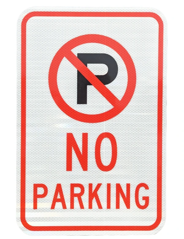 No Parking Symbol No Parking Text Sign, 12 In X 18 In