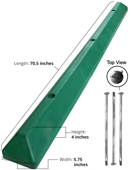 6\u0027 Commercial Plastic Parking Block - Green