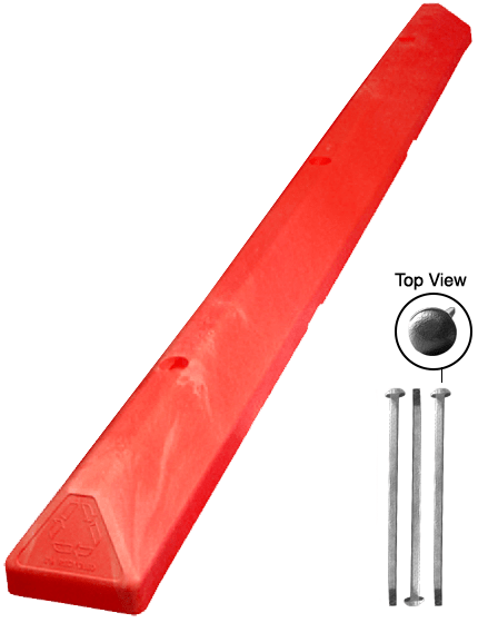 6\u0027 Red Recycled Plastic \u0027Commercial\u0027 Parking Block w/three 12\" Galvanized Steel Spikes