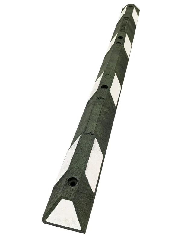 6 ft rubber parking blocks 14 in galvanized rebar spikes green white reflective