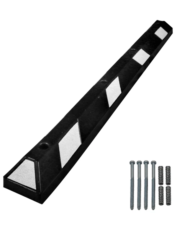 6\u0027 White Rubber Parking Block w/four 8\" Lag Bolt \u0026 Anchors