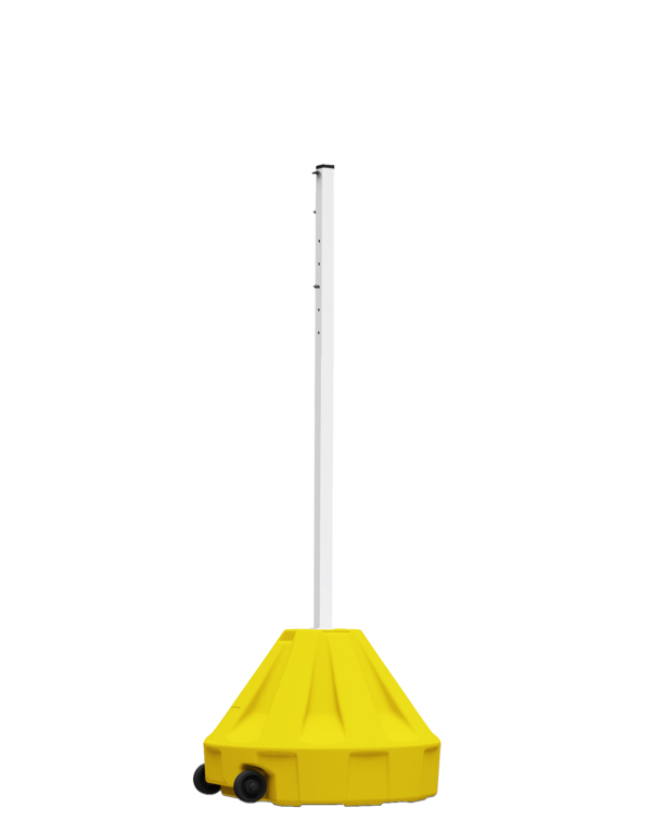 Roll-A-Post Portable Sign Post, 24\" Yellow Base w/ 60\" Tall White Post