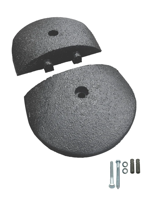 Pair Of 9\" Rounded End Caps For Guma Rubber Speed Bumps w/5\" Lag Bolts \u0026 Anchors