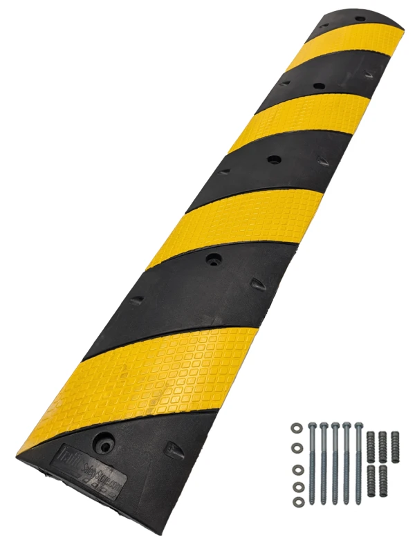 6\u0027 Black \u0026 Yellow Rubber Speed Bump w/ Five (5) Lags \u0026 Anchors