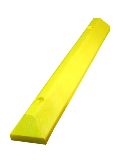4\u0027 Yellow, Heavy-Duty Solid Recycled Plastic Parking Block w/12\" Galvanized Steel Spikes