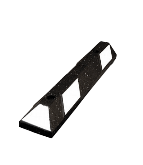 3' Recycled Rubber Parking Block - Black/White Reflective