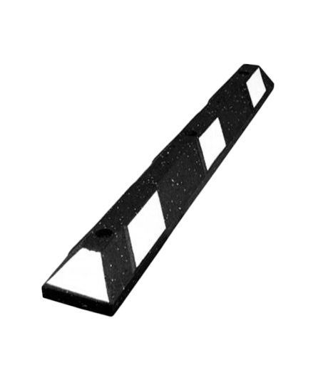 4' Recycled Rubber Parking Block - Black/White Reflective