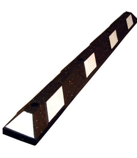 6' Recycled Rubber Parking Block - Black/White Reflective