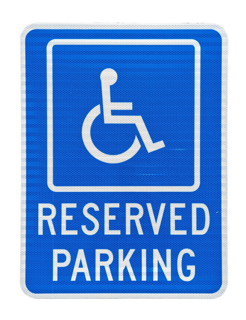 Reserved Parking with Handicap Symbol in Blue